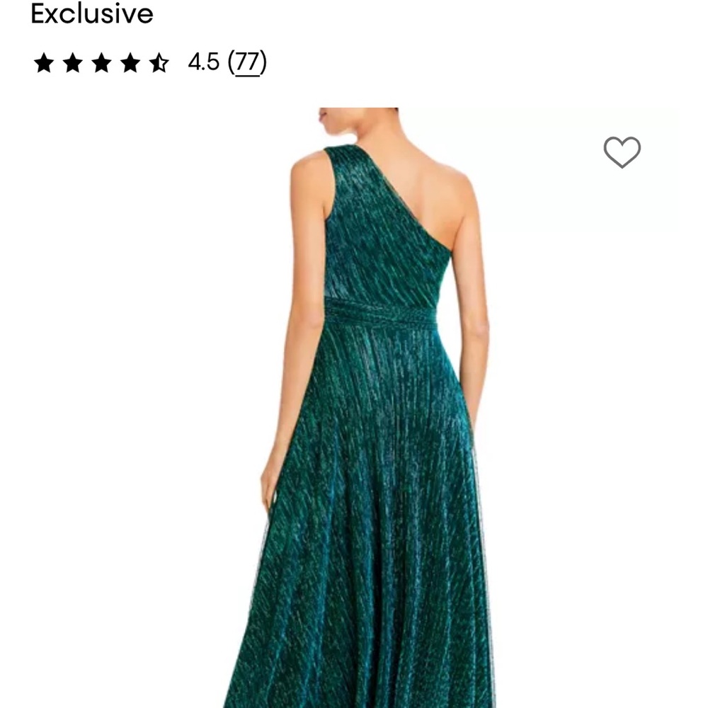 AQUA One Shoulder Crinkled Metallic Gown - Picture 2 of 3